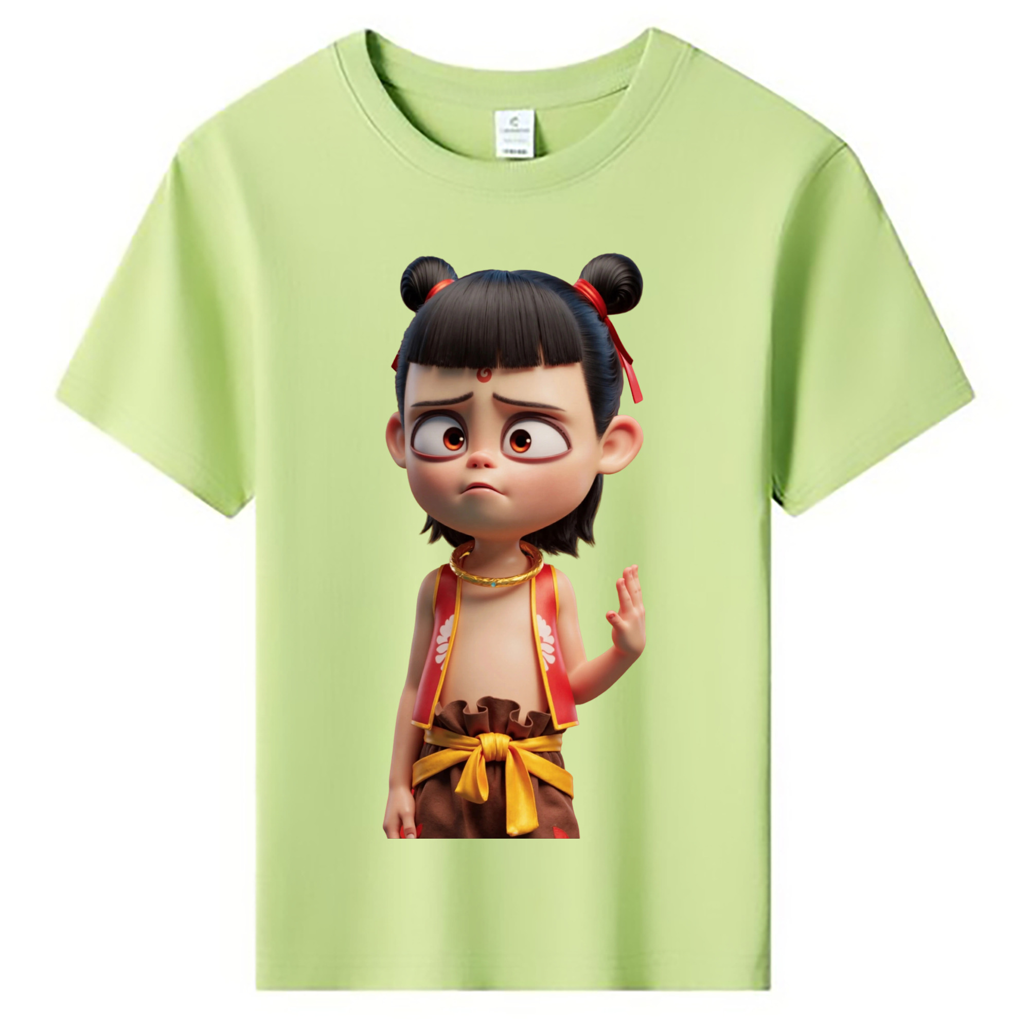 （画像用） Ne Zha 2 ナタ 魔童の大暴れ 綿100％キッズTシャツ（フロントプリント）